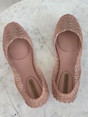 Melissa Campana Papel VII Pink Glitter Jelly Flats Ballerina Crochet Scented